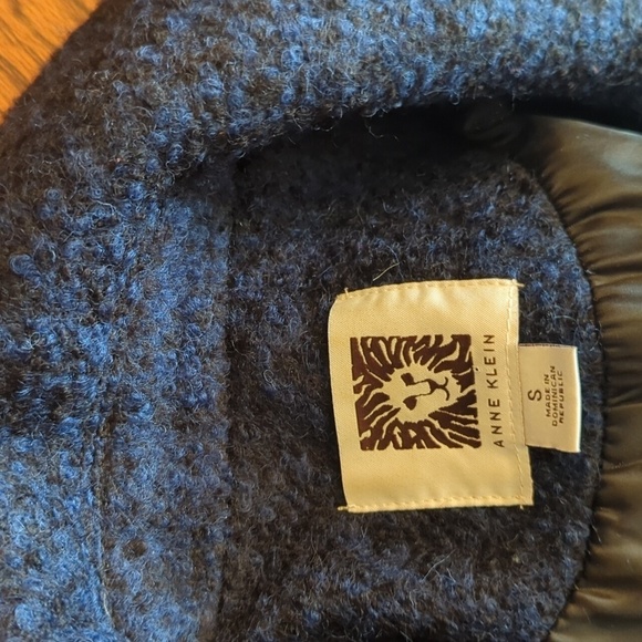 Anne Klein Pea Coat Cobalt Blue Wool Blend Nubby Tweed Full Length Sz S - Picture 6 of 11